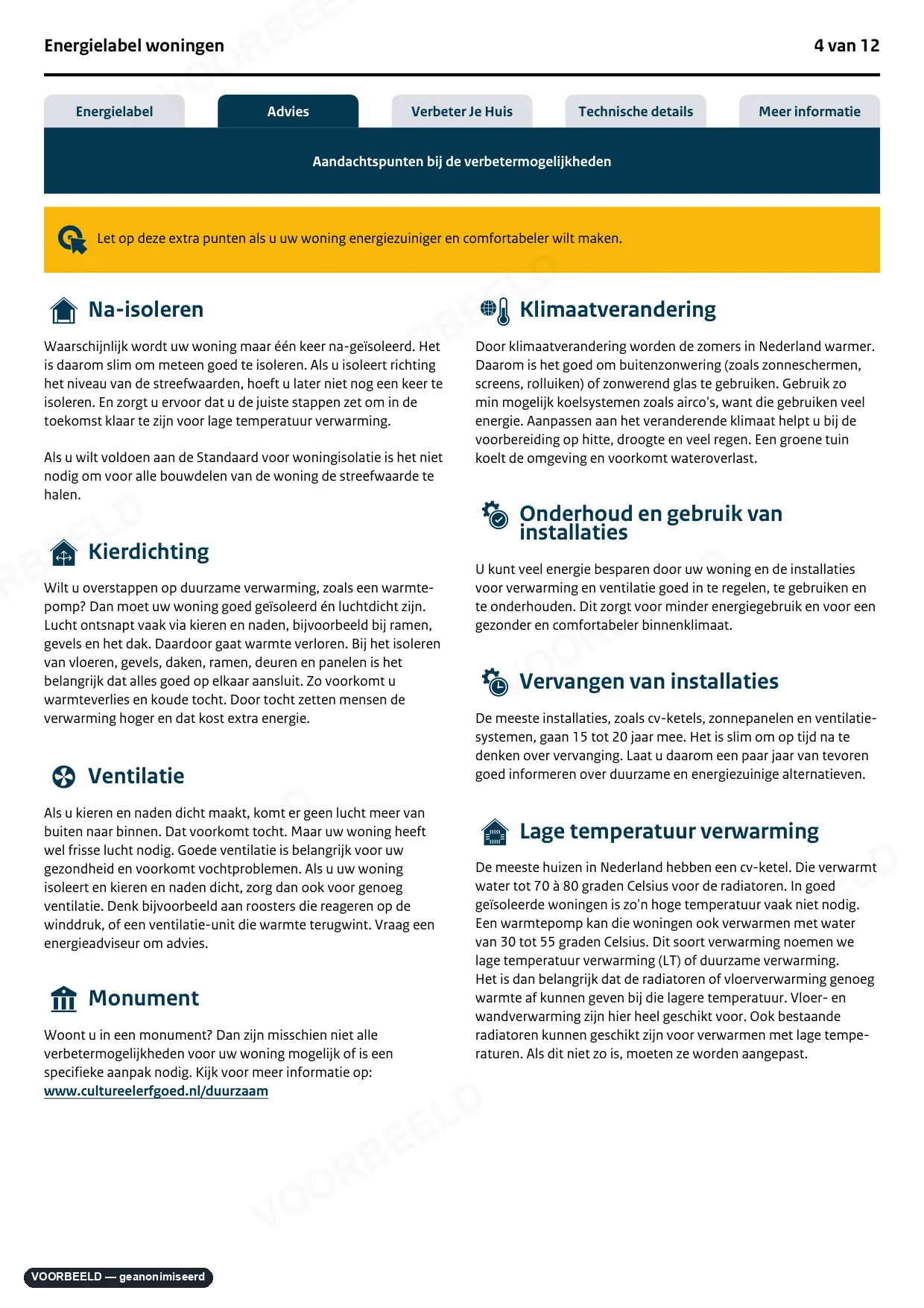 Energielabel — pagina 4 van 12, geanonimiseerd voorbeeld