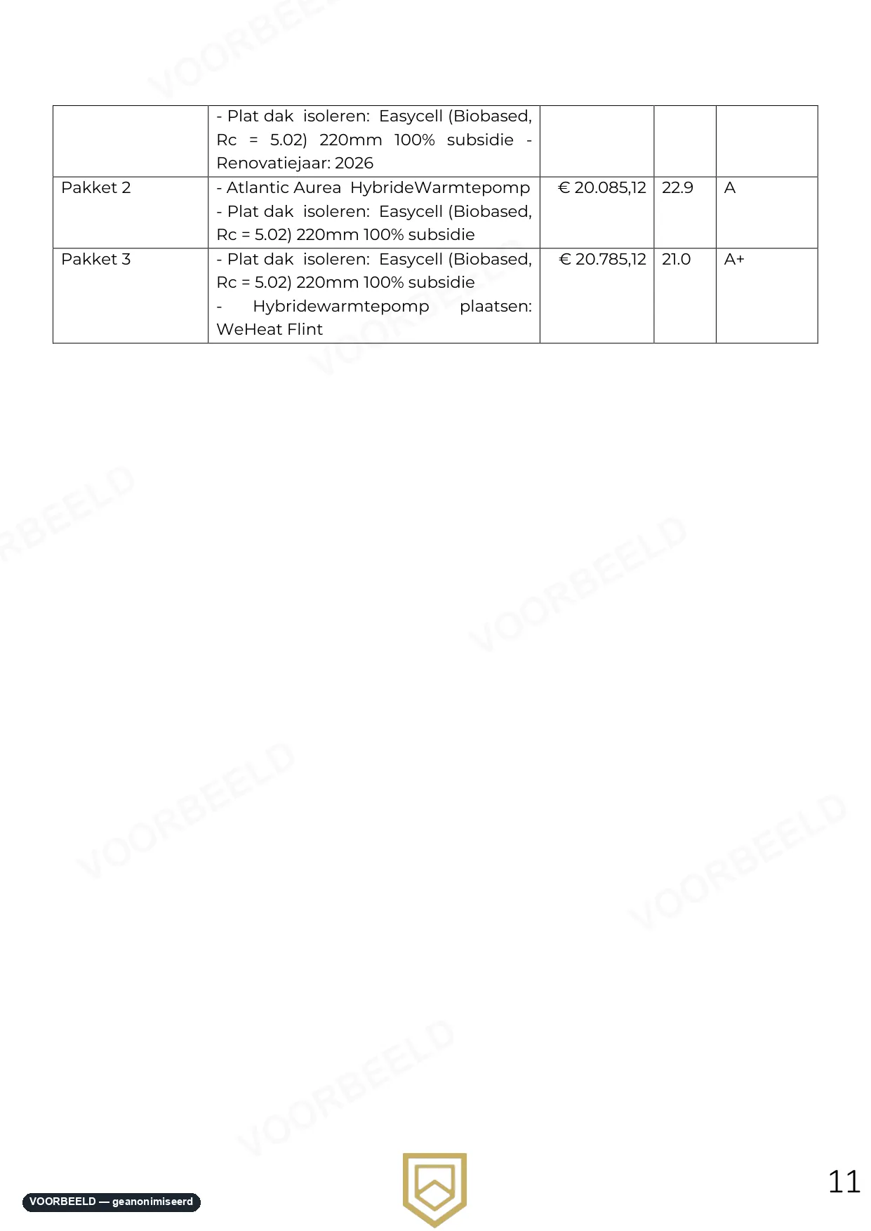 Optimalisatierapport — pagina 11 van 33, geanonimiseerd voorbeeld