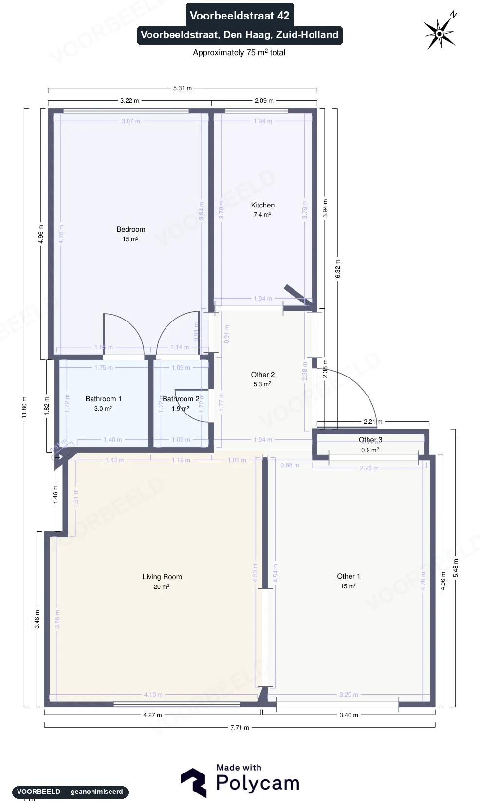 Plattegrond — pagina 1 van 1, geanonimiseerd voorbeeld